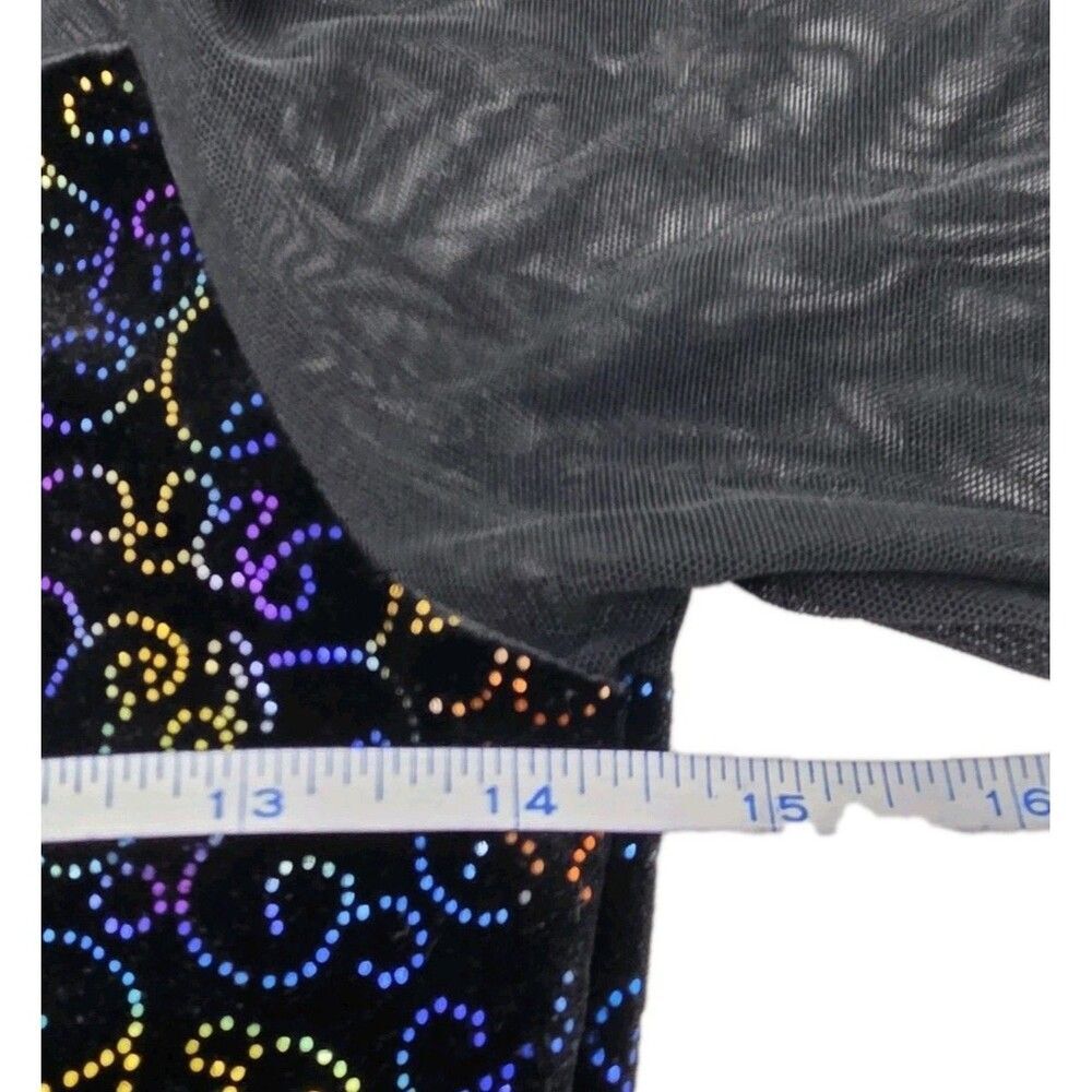 Body Wrappers VTG Mesh Velvet LS Mock Neck Dance Midriff Bling Top Preteen (XS) - Picture 14 of 16